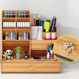Wooden drawer desktop organizer DIY stationery and cosmetics large capacity storage box, suitable for home offices and schools Bangladesh (New)
