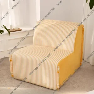 Yellow Striped Tofu Block Sofa Casual Chair Designer Vintage Single Chair Armchair Bangladesh (New)