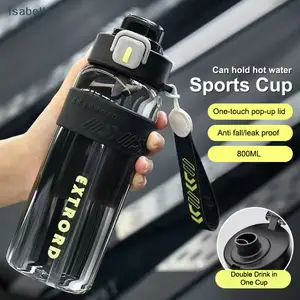 ♥800/1200ml Sports Water Bottle - High Temp Resistant, Leakproof, with Straw & Direct Drinking for Outdoor Bangladesh (New)