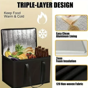 XL/Large Insulated Bag: Keep Food Hot & Cold For Hours - Grocery Tote, Soft Cooler Bag, Pizza Warmer Lightweight & Sturdy Zipper Bangladesh (New)