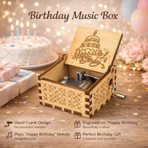 Wood Hand Crank Musical Box, Wooden music box, creative spring music box, stall toy display, solid wood music box, Birthday Gift Bangladesh (New)