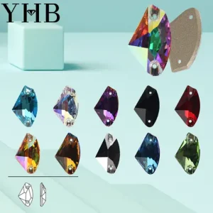 YHB Top Quality Galactic Axe Glass Crystal AB Moonlight Sewing Stones Flatback Sew on Rhinestones For Garment Clothes Bags Bangladesh (New)
