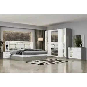 Wooden Frame King Bed Double Home Wooden Full Queen Bed Modern Luxury Furniture Bedroom Set Bangladesh (New)
