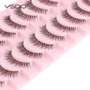 YSDO Natural Mink Eyelashes 3/6/10 Pairs Wispy Faux 3D Mink Lashes Short Fluffy Half False Eyelash Makeup Tools Cat Eye Lashes Bangladesh (New)