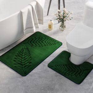 【Clearance】 2pc  Memory Cotton Toilet Floor U shape Mat Bathroom Absorbent Non-slip Rugs Washing Room Mats Kitchen Entry Carpet Door Mats  Size: 40*50+40*60cm Bangladesh (New)